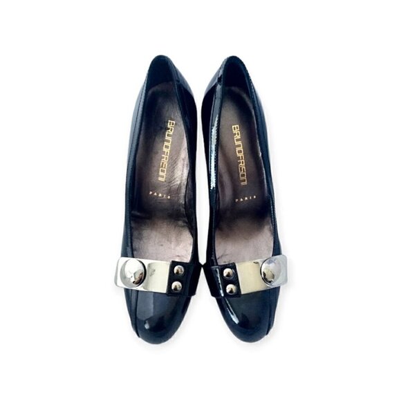 Bruno Frisoni Black Patent leather pumps, Size 38.5EU, Silver‎ tone hardware - Picture 3 of 7